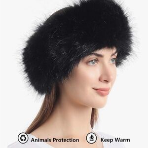 Lot of 6 Black Faux Fur Headbands